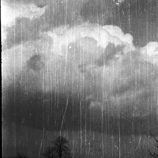 Heavy rain falling during stormy weather.