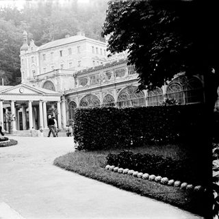 Elegant historic resort hotel with classical architecture.